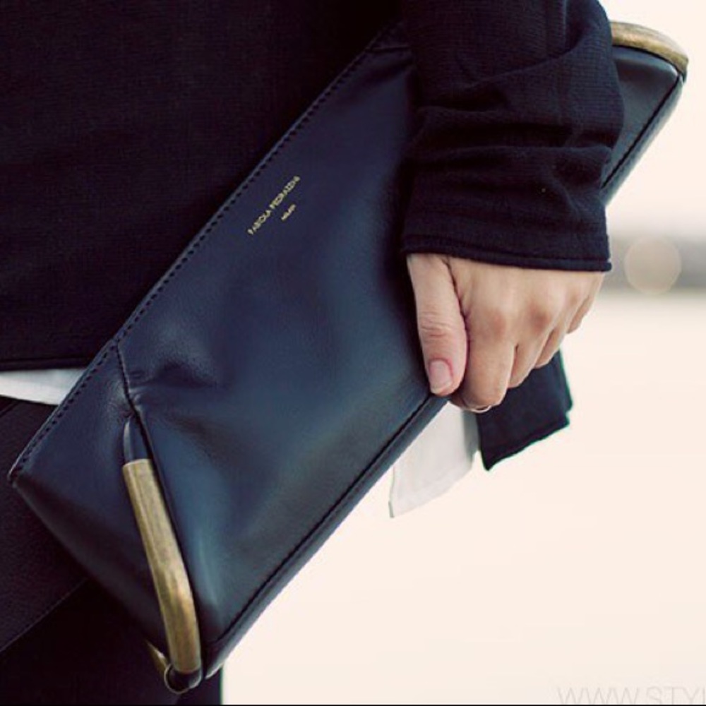 Black leather clutch